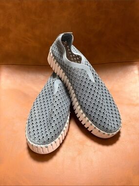Ilse Jacobsen Grey Patterned Slip-On Loafers